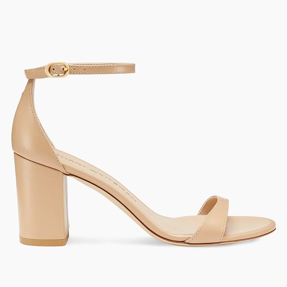 Stuart Weitzman Nudist Block 75MM Sandals | Nude Block Heel Sandal